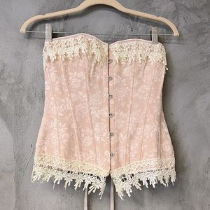 Pink Floral and Lace Corset NWOT